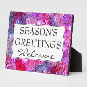 SEASONS GREETINGS Christmas Welcome Plaque