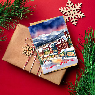 Seasons greetings Christmas winter street Colorado Postcard
