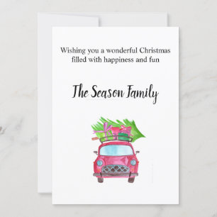 Season's Greetings Classic Car Watercolor Invitation