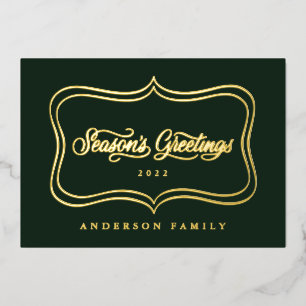 Season's Greetings Classic Gold Frame Foil Holiday Card
