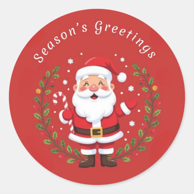 Season's Greetings Classic Round Sticker (Front)