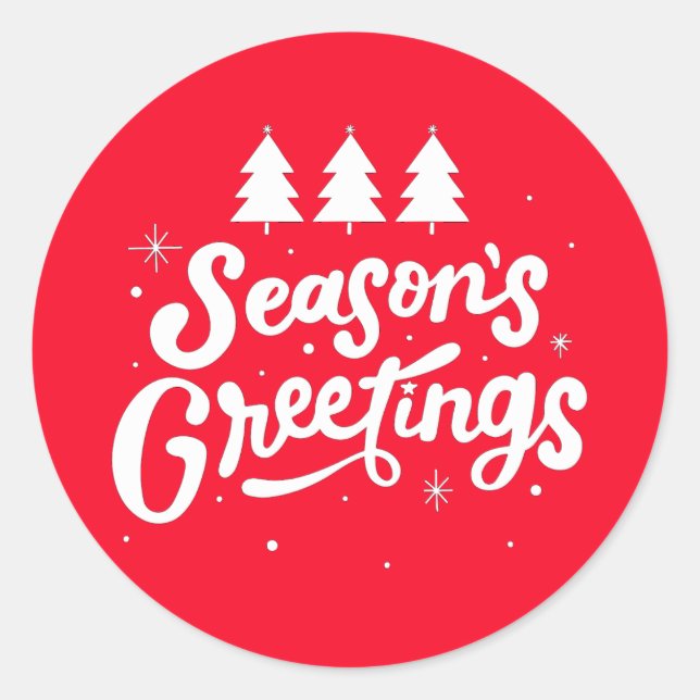 Seasons Greetings Classic Round Sticker (Front)