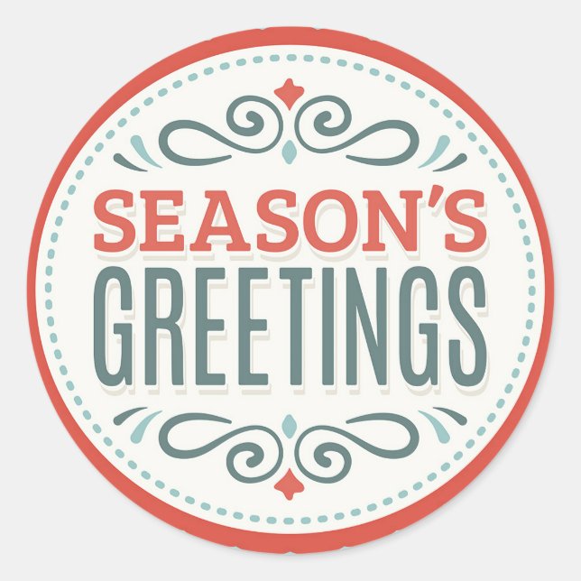 Seasons Greetings Classic Round Sticker (Front)