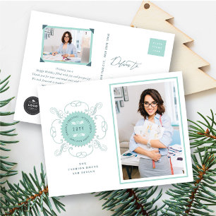 Season's Greetings Classic Seal Photo Business Holiday Postcard