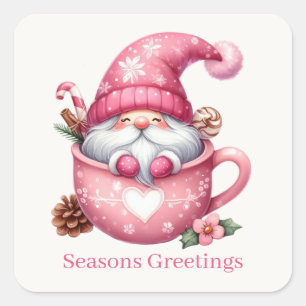 Seasons Greetings cocoa gnome add text  Square Sticker