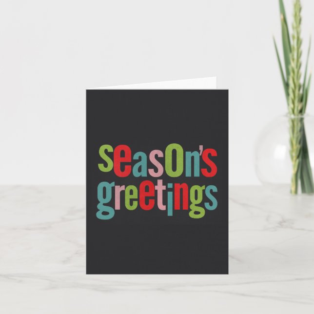 Seasons Greetings Colourful Chalkboard Holiday Card (Front)