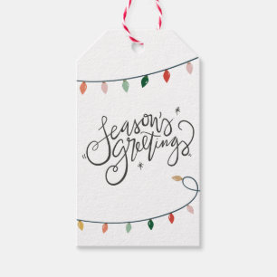 Season's Greetings Colourful String of Lights Gift Tags