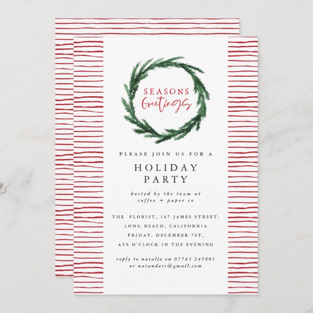 Seasons greetings corporate Christmas party Invitation (Front/Back)