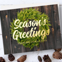 Season's Greetings Country Rustic Pine Wreath Wood