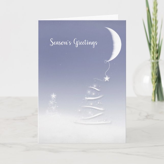 Season's Greetings Crescent Moon Holiday Card (Front)