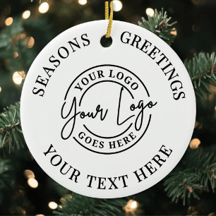 Seasons Greetings Custom Business Logo Ceramic Tree Decoration