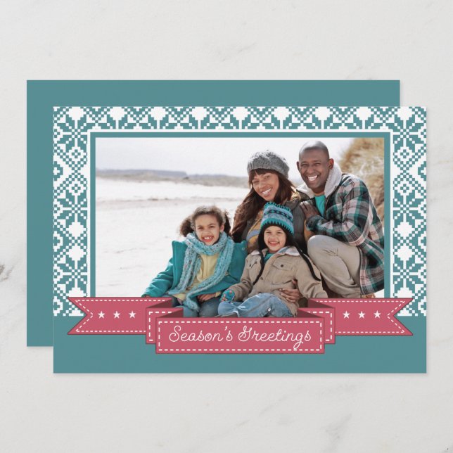 Season's Greetings. Custom Photo Christmas Holiday Card (Front/Back)