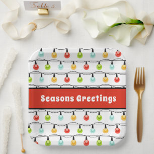 Seasons Greetings   Cute Christmas Lights Strings  Paper Plate