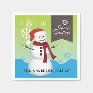 Season's Greetings Cute Snowman Napkin