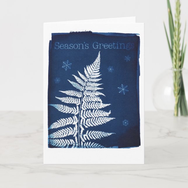 Season's Greetings Cyanotype Holiday Card (Front)