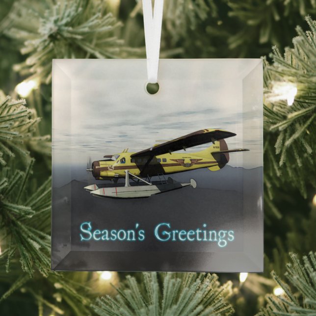 Season's Greetings - de Havilland DH3-C Otter Glass Tree Decoration (Insitu)