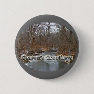 Season's Greetings Deep Creek in Ice 6 Cm Round Badge