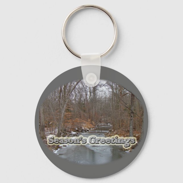 Season's Greetings Deep Creek in Ice Key Ring (Front)