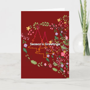 Season's Greetings Dk Red Holiday Christmas Card