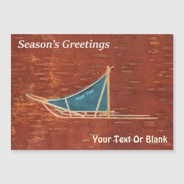 Season's Greetings - Dog Sled On Inner Birch Bark (Front)