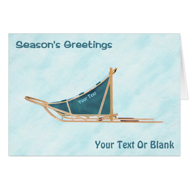 Season's Greetings - Dog Sled On Snow (Front Horizontal)