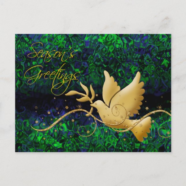 Season's greetings dove peace gold Christmas greet Holiday Postcard (Front)