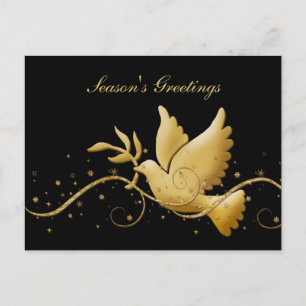 Season's greetings dove peace gold Christmas greet Holiday Postcard