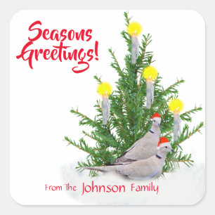 Seasons Greetings Doves Square Sticker