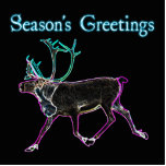 Season's Greetings - Electric Caribou Photo Sculpture Magnet<br><div class="desc">A bright,  neon-like rendering of a caribou,  also known as a reindeer.  "Season's Greetings" appears in glowing blue and white. Inspired by the Northern Lights.</div>