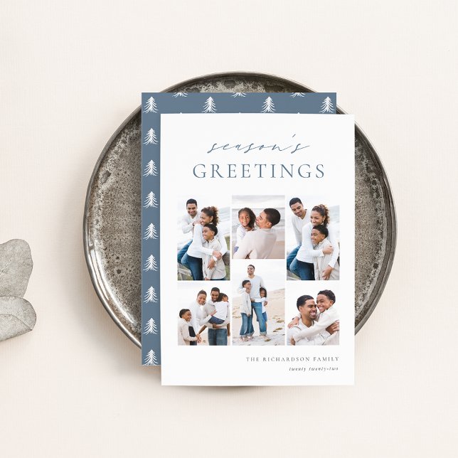 Season's Greetings Elegant 6 Photo Collage Holiday Card (Creator Uploaded)