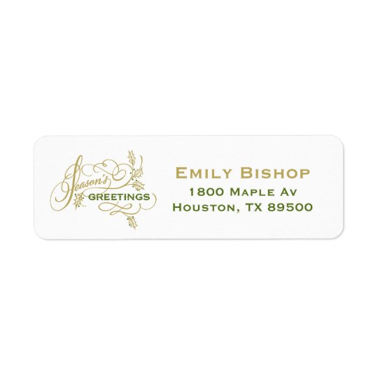 Season's Greetings Elegant Flourish Holiday Return Address Label