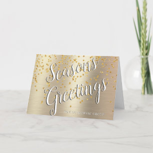 Seasons Greetings Elegant Gold Glitter Business Holiday Card