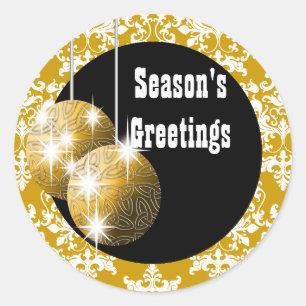 Season's Greetings elegant holiday PERSONALIZE Classic Round Sticker