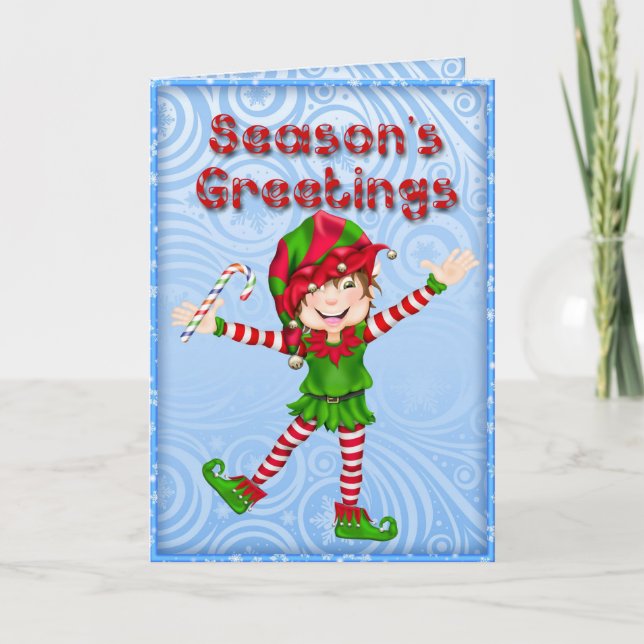 Season's Greetings Elf Greeting Card (Front)