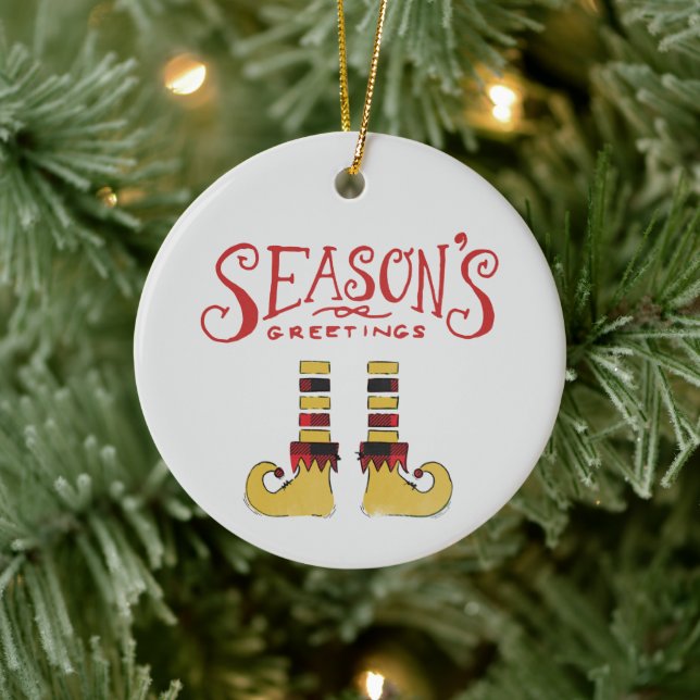 Season's Greetings Elf Shoes Ceramic Tree Decoration (Tree)