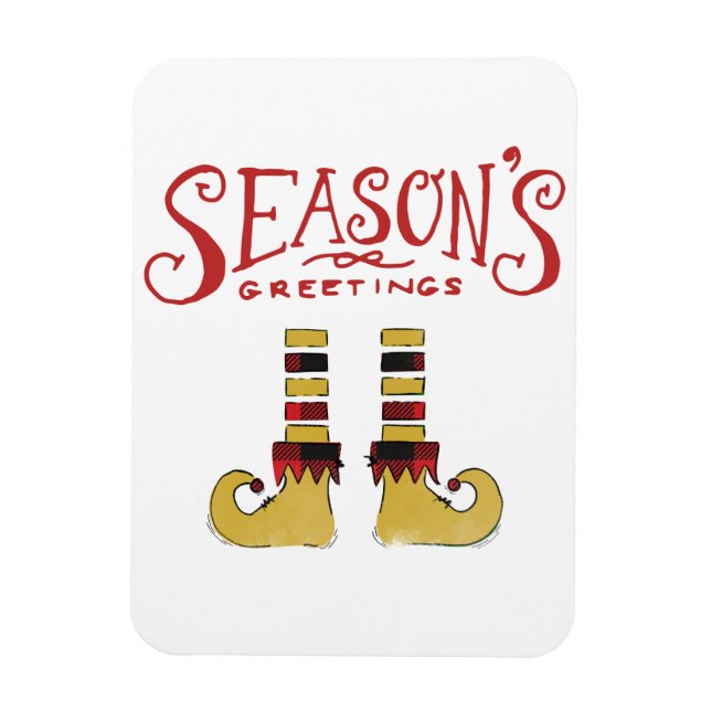 Season's Greetings Elf Shoes Magnet (Vertical)