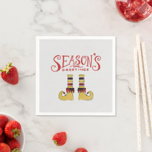 Season's Greetings Elf Shoes Napkin