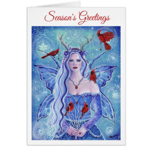 Seasons greetings fairy greeting card by Renee