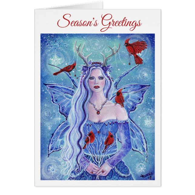 Seasons greetings fairy greeting card by Renee (Front)