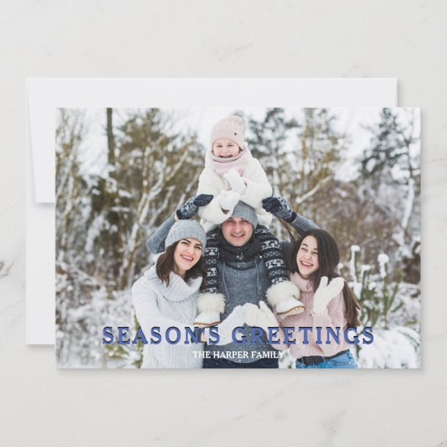 Season's Greetings Family Fun Photo Holiday Card (Front)