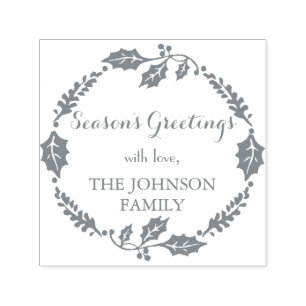 Season's Greetings Family Name Christmas Stamp
