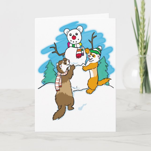 Season's Greetings Ferrets Holiday Card (Front)