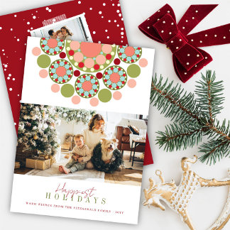Season's Greetings Festive Flower Modern Photo Holiday Card