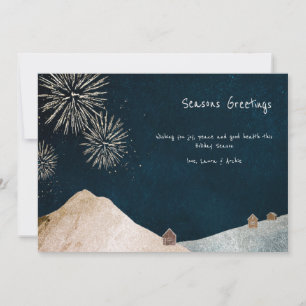 Seasons Greetings Fireworks Holiday Card
