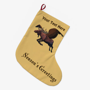 Season's Greetings - Flying Moose Large Christmas Stocking