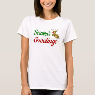 Seasons Greetings Flying Reindeer Christmas script T-Shirt