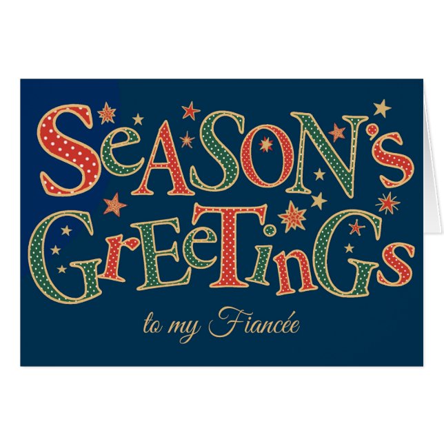 Season's Greetings for Fiancee Red Green Polkas (Front Horizontal)