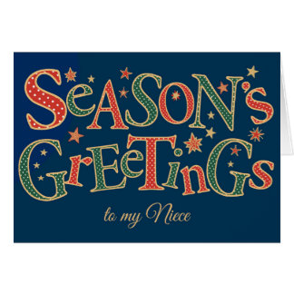 Season's Greetings for Niece Red Green Polkas