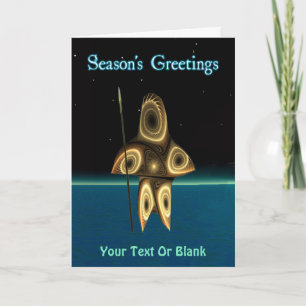 Season's Greetings - Fractal Inuit Hunter Holiday Card
