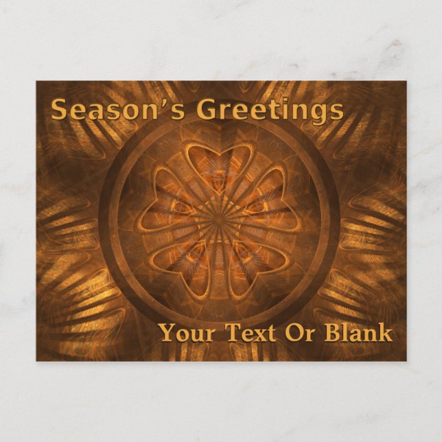 Season's Greetings - Fractal Wood Carving Postcard (Front)